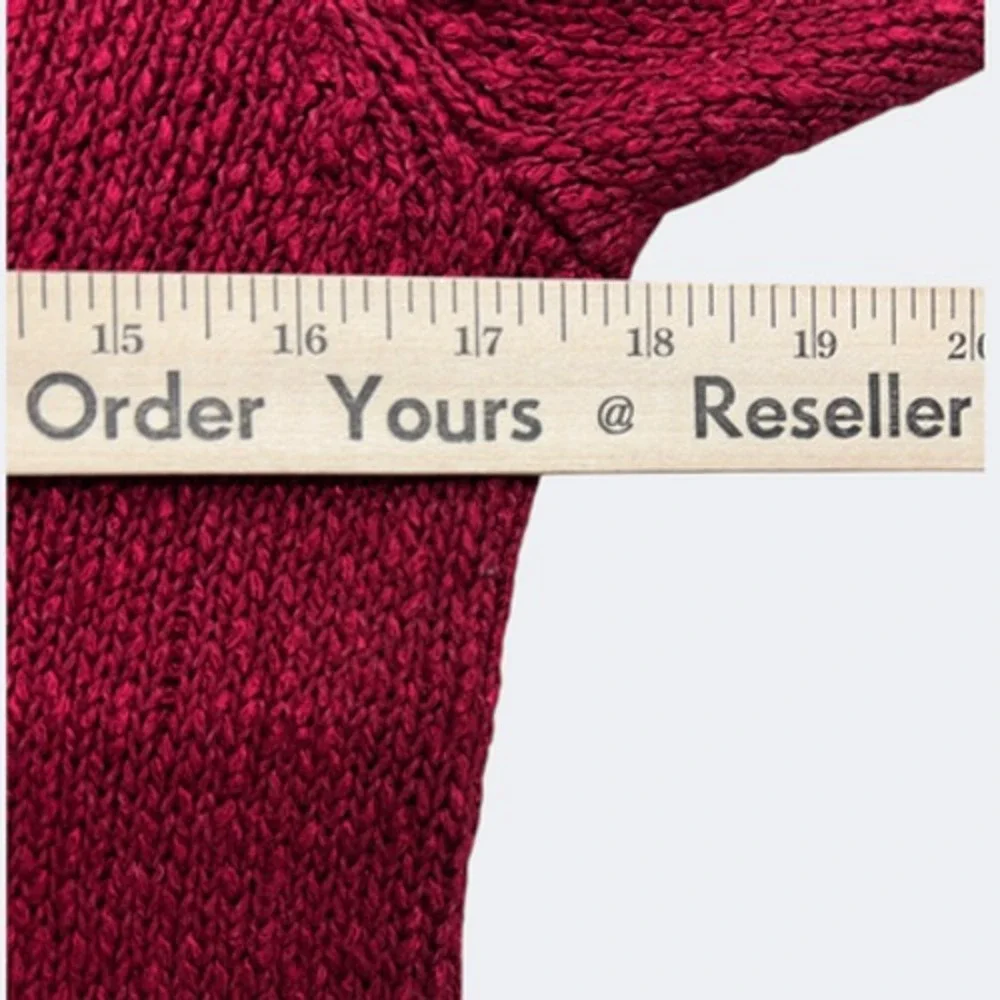 Eileen Fisher Sweater Women 2X Burgundy V Neck Knit Tunic Pullover Linen Viscose